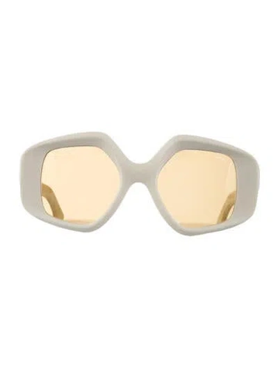 Pre-owned Lapima Oversize Tinted Sunglasses In White