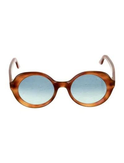 Pre-owned Lapima Round Gradient Sunglasses In Brown