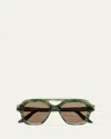 Lapima Samuel Acetate Aviator Sunglasses In Forest Solid