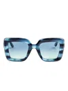 Lapima Teresa Striped Square Sunglasses In Blue