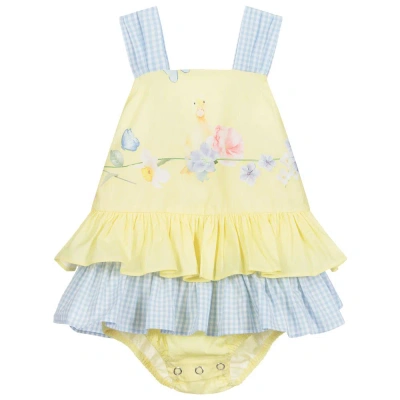 Lapin House Baby Girls Yellow & Blue Dress