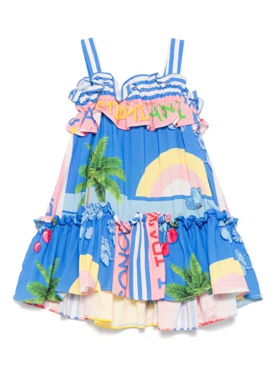 Lapin House Kids' Beach-print Dress In Blue