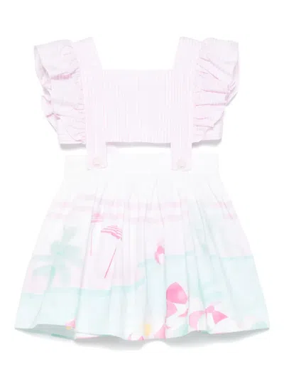 Lapin House Kids' Beach-print Dress In White