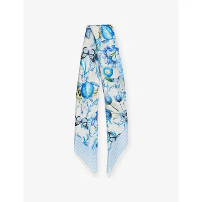 Lapin House Kids' Blue Floral  X Mary Katrantzou Botanical-print Silk Scarf