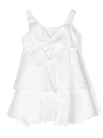 Lapin House Babies' Bow-detail Flared Dress In White