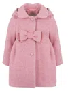 Lapin House Bow Double Breasted Coat In Pink