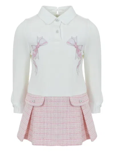 Lapin House Kids' Bow-embellished Pleated Dress In Pink