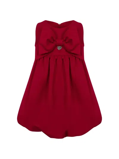 Lapin House Kids' Bow Heart-appliqué Dress In Red
