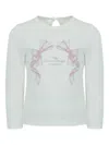 Lapin House Bow-print Long-sleeve Top In White