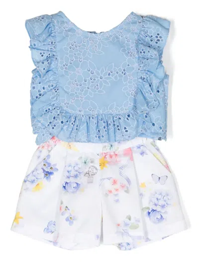 Lapin House Kids' Broderie-anglaise Cotton Blouse (set Of Two) In White