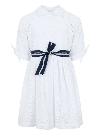 Lapin House Kids' Broderie-anglaise Cotton Dress In White