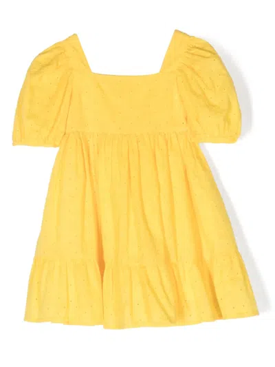 Lapin House Kids' Broderie-anglaise Cotton Dress In Yellow