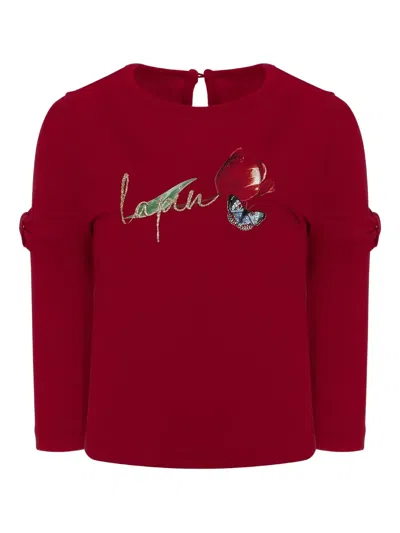 Lapin House Kids' Butterfly-embellished Top In Red