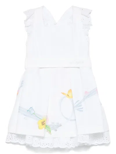 Lapin House Babies' Butterfly-print Dress In 白色