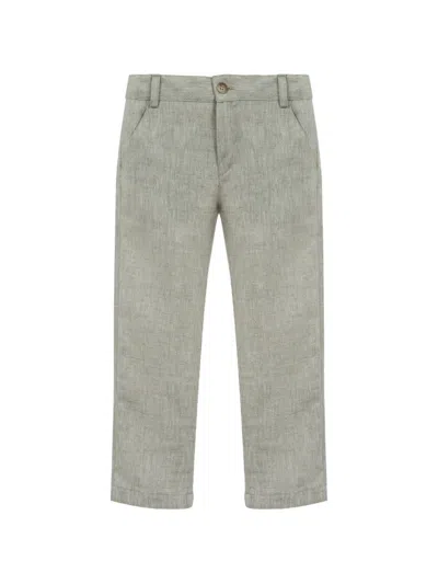 Lapin House Kids' Buttoned Linen Trousers In Gray