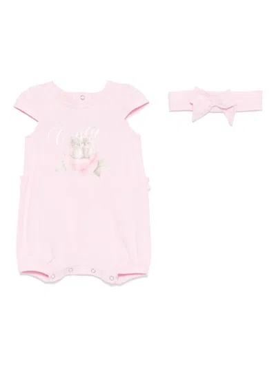 Lapin House Cat-print Babygrow Set In Pink