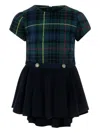 Lapin House Check-pattern Flared Dress In Green