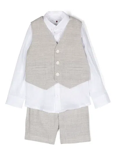 Lapin House Babies' Checked Short Set In White