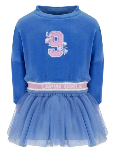 Lapin House Babies' Combined Jumper-tulle Dress In Blue