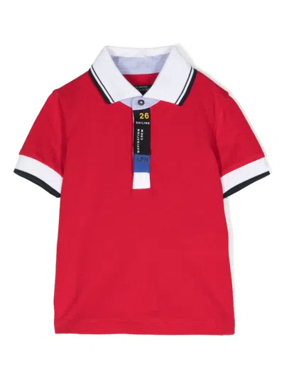Lapin House Kids' Contrasting-trim Cotton Polo Shirt In Red