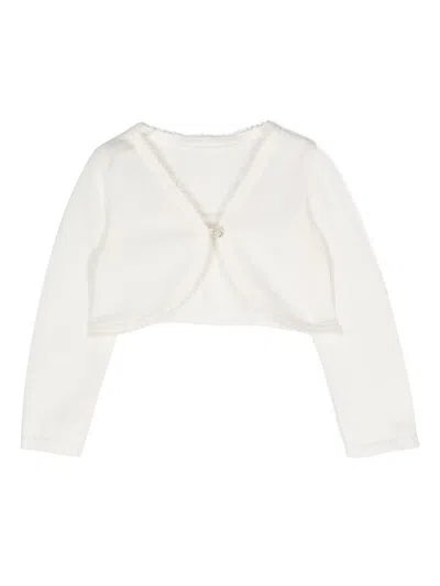 Lapin House Babies' Cropped Cotton Cardigan In Neutrals