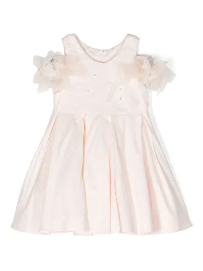 Lapin House Babies' Detachable-bow Lace-appliqué Dress In Pink