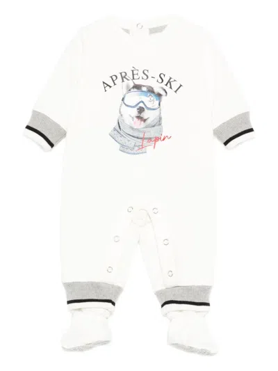 Lapin House Babies' Dog-print Footed Pyjamas In White