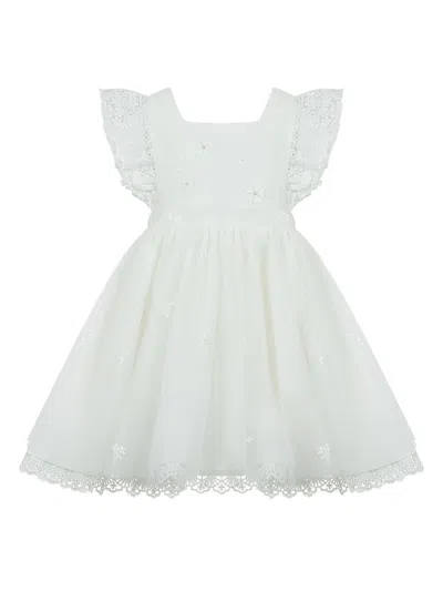 Lapin House Babies' Embroidered-design Dress In White