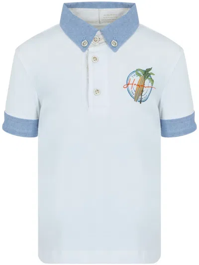 Lapin House Babies' Embroidered-logo Polo Shirt In Blue