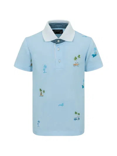 Lapin House Kids' Embroidered Polo Shirt In Blue