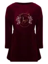 Lapin House Embroidered Velvet Dress In Red