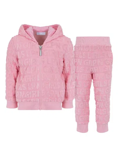 Lapin House Babies' Fleece-logo Track Suit In Pink