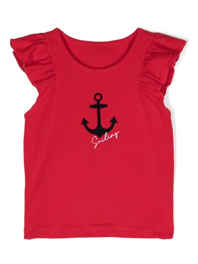 Lapin House Kids' Flocked-print Top In Red