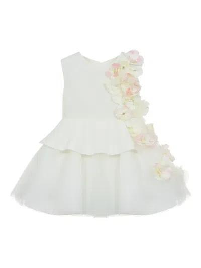 Lapin House Babies' Floral-appliqué Dress In 白色