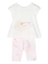 Lapin House Floral-appliqué Ruffled Tracksuit In Pink