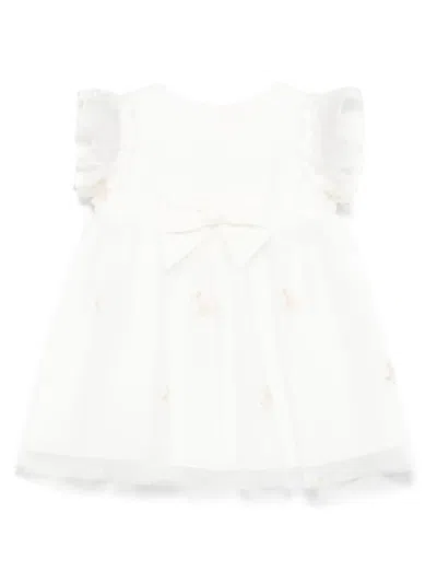 Lapin House Babies' Floral-embroidered Dress Set In White