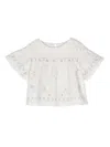 Lapin House Floral-embroidered Linen Blouse In White