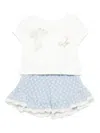 Lapin House Floral-embroidered Shorts Set In White