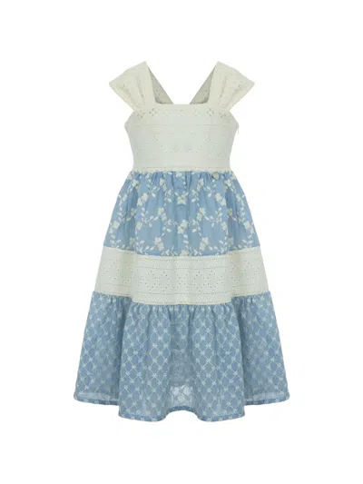 Lapin House Kids' Floral-embroidery Dress In Neutral