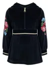 Lapin House Floral Embroidery Hooded Dress In Blue