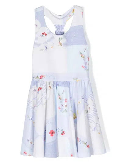 Lapin House Kids' Floral-print Cotton Dress In Blue