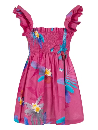 Lapin House Kids' Floral-print Cotton Dress In Pink