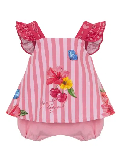 Lapin House Babies' Floral-print Dress In ピンク