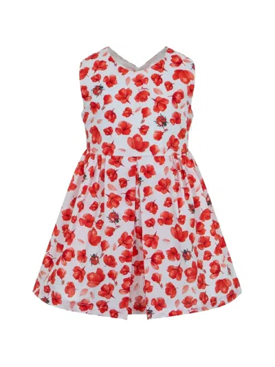 Lapin House Kids' Floral Print Dress In White