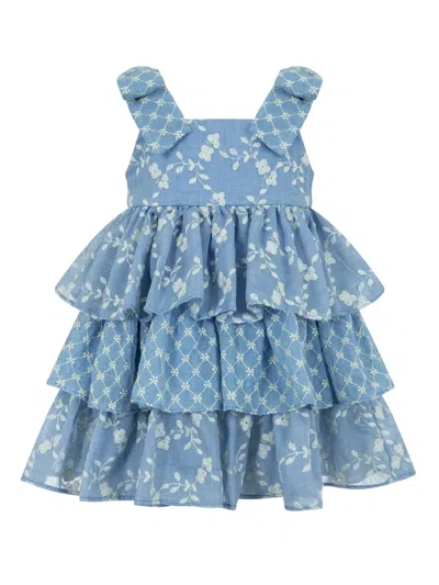 Lapin House Babies' Floral-print Mini Dress In Blue