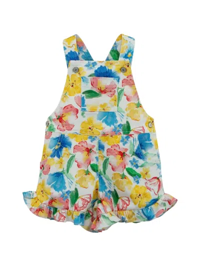 Lapin House Kids' Floral-print Ruffle-detail Playsuit In Yellow