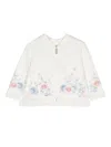 Lapin House Floral-print Ruffled Zipped-up Sweatshirt In Neutral