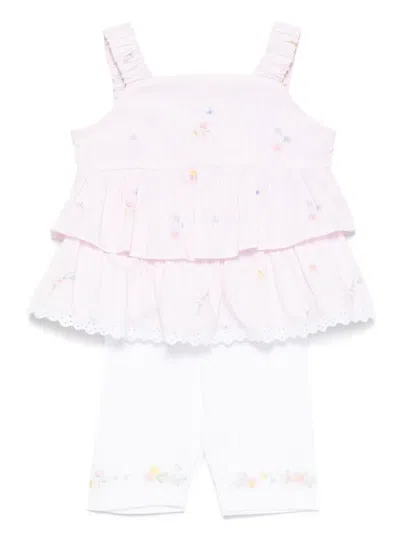 Lapin House Babies' Floral-print Shorts Set In 粉色