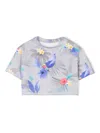 Lapin House Floral-print Stretch-cotton T-shirt In Grey