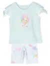 Lapin House Floral-print Striped Trouser Set In 蓝色